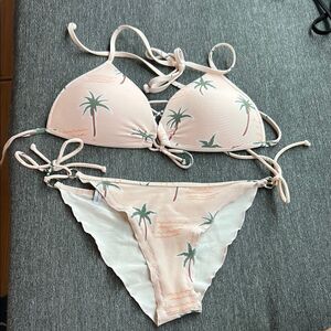 NWOt Body Glove Palm Print Bikini - Peach and Green